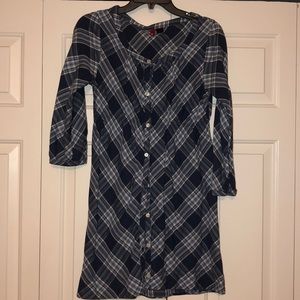 Blue grey plaid dress